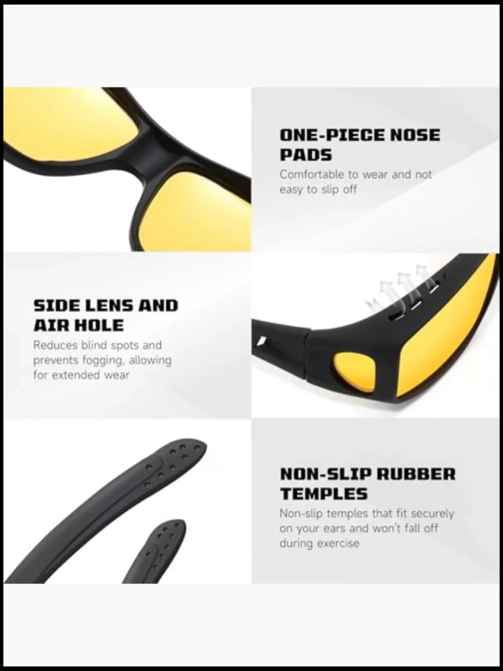 Night Driving Glasses Fit Over Glasses Polarized HD Lens TR90 Frame